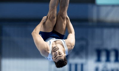 Rayan Castro compete no Campeonato brasileiro de ginástica de trampolim