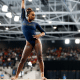 Rebeca Andrade se apresenta na trave no Troféu Brasil de ginástica artística
