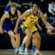 Lance do jogo entre Brasil e Argentina na Americup Sub-18 de basquete masculino