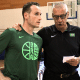 Marcelinho Huertas em papo com Aleksandar Petrović, técnico da seleção brasileira de basquete no Pré-Olímpico (Divulgação/CBB)