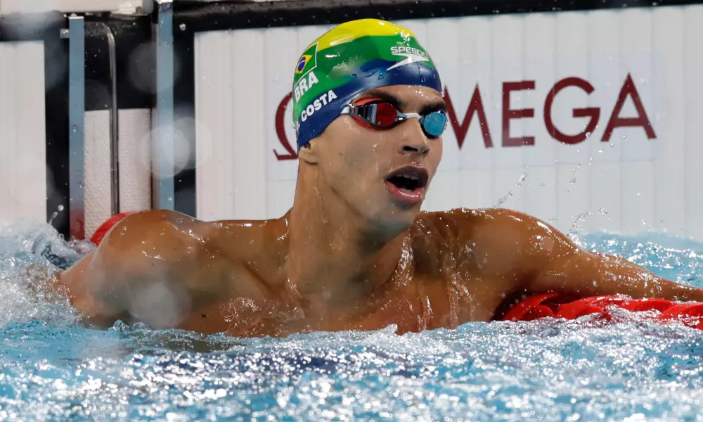 Guilherme Costa na final dos 400m livre nos Jogos Olímpicos de Paris-2024 (Satiro Sodré/CBDA)