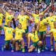 Comemoração das Yaras, seleção brasileira feminina de rugby sevens, após vitória nos Jogos Olímpicos de Paris-2024 (Bruno Ruas/Brasil Rugby)