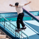 Giovanni Vianna, da SLS, fazendo trick no corrimão no skate dos Jogos Olímpicos de Paris-2024