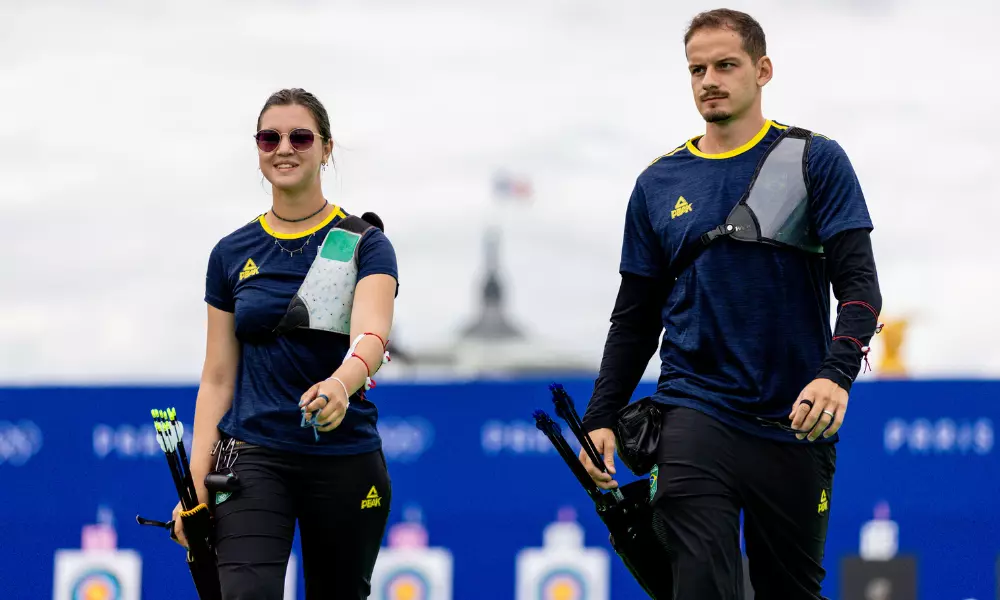 Marcus D'Almeida e Ana Luiza Caetano - do tiro com arco - dos Jogos Olímpicos de Paris-2024 olimpíada