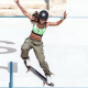 Rayssa Leal em ação no skate street feminino dos Jogos Olímpicos de Paris-2024