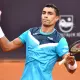 Thiago Monteiro durante partida no ATP 250 de Bastad challenger de são paulo