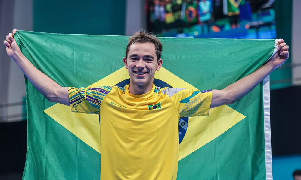01.11.2023 - Jogos Pan-americanos Santiago 2023 -Tênis de mesa - Hugo Calderano ganhou a medalha de ouro no individual masculino - Foto Wander Roberto/COB @wander_imagem