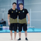 Arthur Nory e Diogo Soares antes do Treino de pódio dos Jogos Olímpicos Paris-2024
