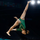 Rebeca Andrade no treino de pódio dos Jogos Olímpicos de Paris-2024
