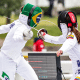 Isabela Abreu, representante do Brasil no pentatlo moderno, em ação na esgrima nos Jogos de Paris