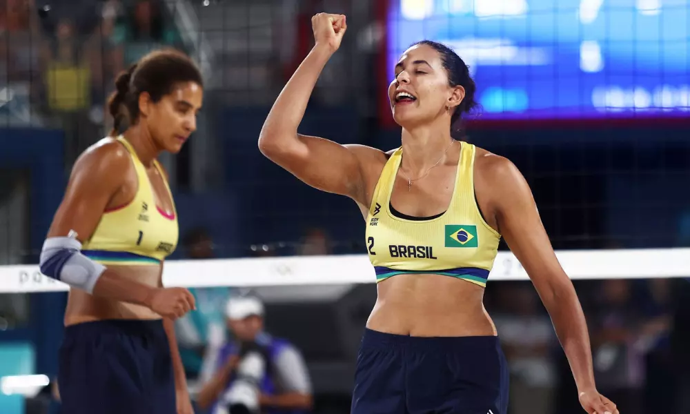 Duda e Ana Patrícia na final do vôlei de praia dos Jogos Olímpicos de Paris-2024