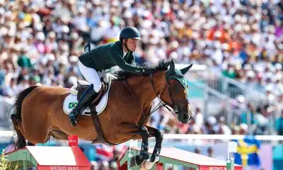Na imagem, Stephan Barcha, que foi o melhor do Brasilno hipismo em Paris.
