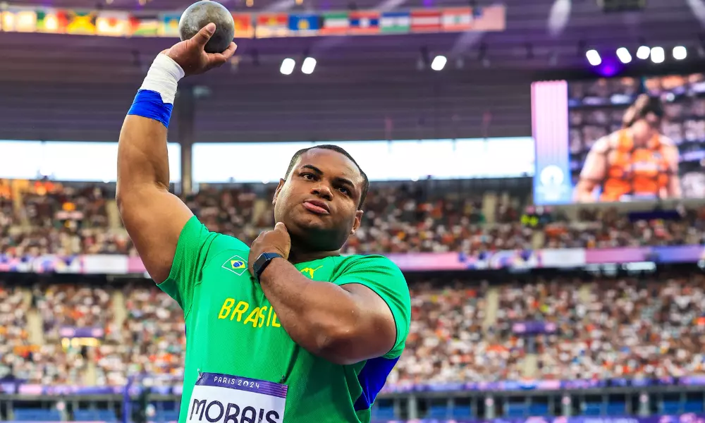 Welington Morais no arremesso de peso dos Jogos Olímpicos de Paris-2024