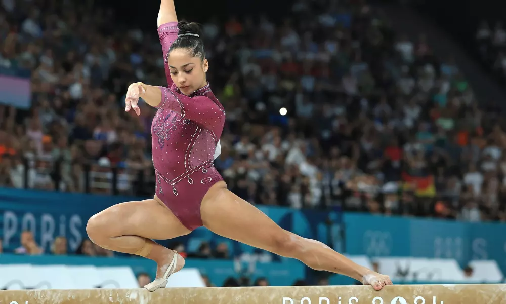 Julia Soares na final de trave dos Jogos Olímpicos Paris-2024