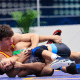 Caio Aron encaixando um golpe no adversário no Mundial sub-20 de wrestling