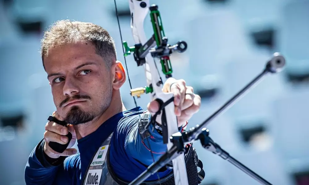 Marcus D'Almeida na final da Copa do Mundo de tiro com arco (Foto: World Archery), marquinhos, indoor
