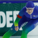 Julia de Vos em prova da Copa do Mundo Júnior de patinação de velocidade