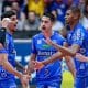 Na imagem, Vôlei Renata Campinas comemorando um dos pontos da vitória contra o São José, pela Superliga.