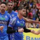 Bruninho comemorando ponto em vitória do Vôlei Renata sobre o Joinville pela Superliga (Karen Fontes/Vôlei Renata)