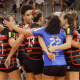 Jogadoras do Sesc Flamengo celebrando ponto na vitória sobre o Brusque pela Superliga Feminina (Adriano Fontes/CRF)