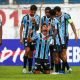 Jogadores do Grêmio no jogo contra o Porto Vitória pela Copinha