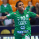 Bruna de Paula em jogo do Gyori na Liga Húngara de handebol