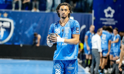 Bryan Monte, que joga a Liga Europa, em jogo da Champions League. Brasileiro vai disputar seu segundo Mundial de handebol masculino