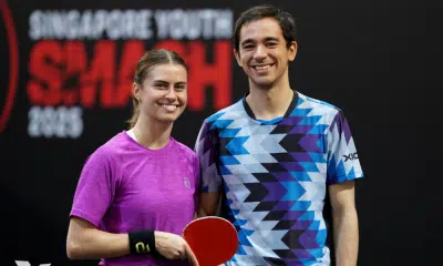 Bruna Takahashi e Hugo Calderano Smash de Singapura Foto: Divulgação/WTT