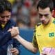 Hugo Calderano deixa a quadra cabisbaixo após perder a semifinal dos Jogos Olímpicos para Truls Moregard (Luiza Moraes/COB)