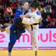 Bicampeã mundial cadete, Clarice Ribeiro (de azul) vai estrear em competições internacionais sênior, em Varsóvia. Foto: Tamara Kulumbegashvili/IJF