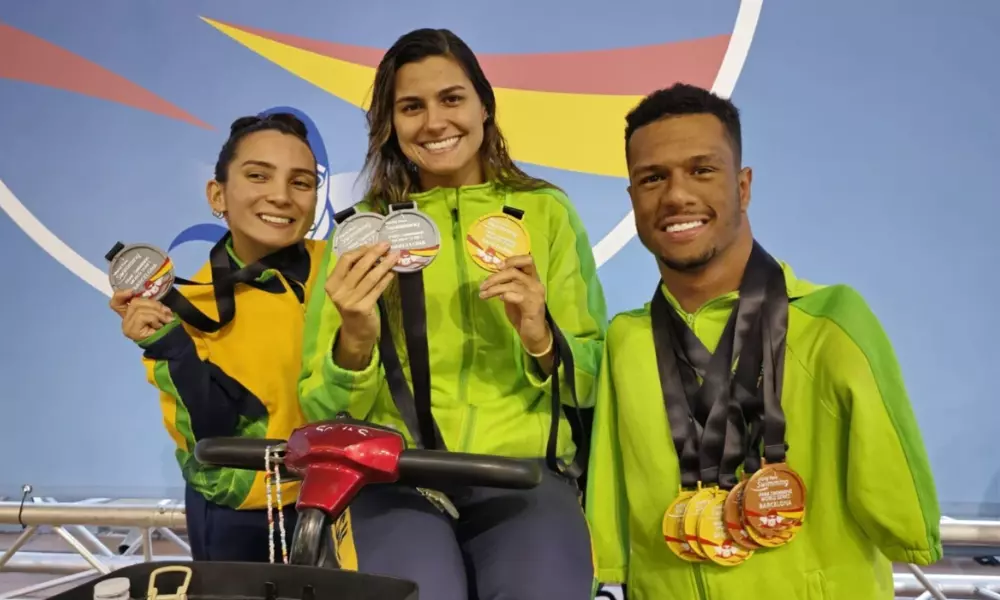 Gabrielzinho, Mariana Gesteira e Mayara Petzold na etapa de Barcelona do World Series