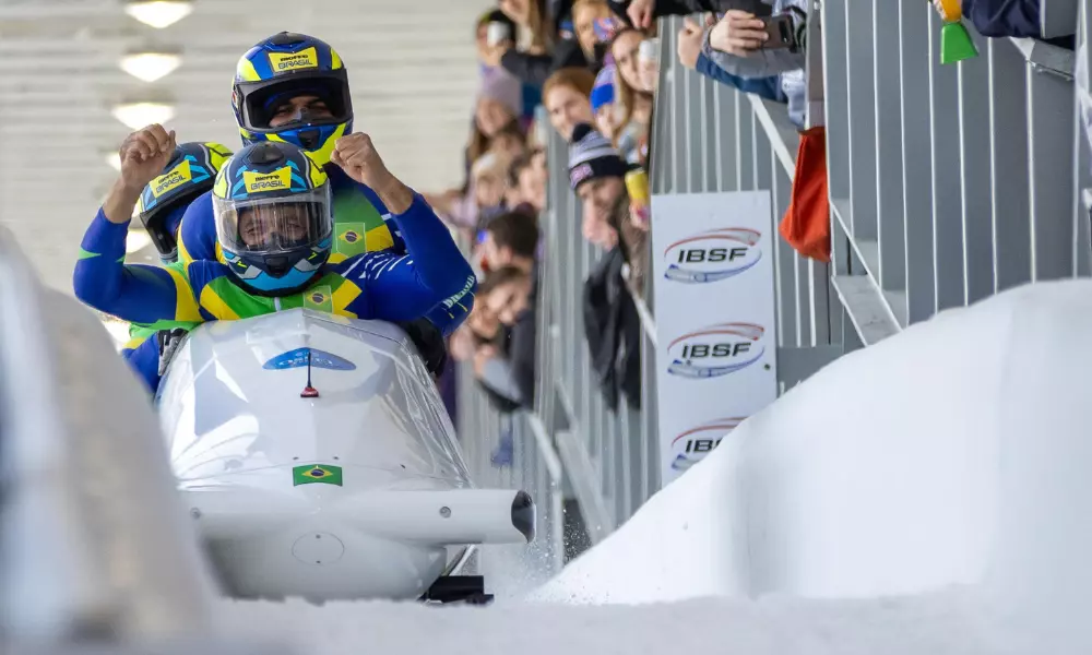 Edson Bindilatti, Edson Martins, Rafael Souza e Erick Vianna no Mundial de bobsled