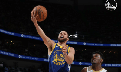 Stephen Curry no jogo entre Golden State Warriors e New Orleans Pelicans na NBA