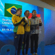 Irmãs Beatriz e Débora Carneiro no pódio da World Series de natação