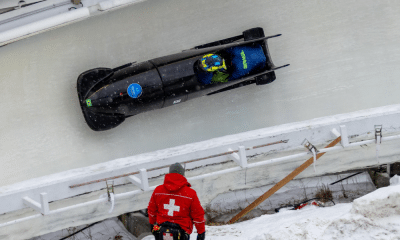 Gustavo Ferreira e Rafael Souza na prova do two-man no Mundial de Bobsled e Skeleton milão-cortina 2026