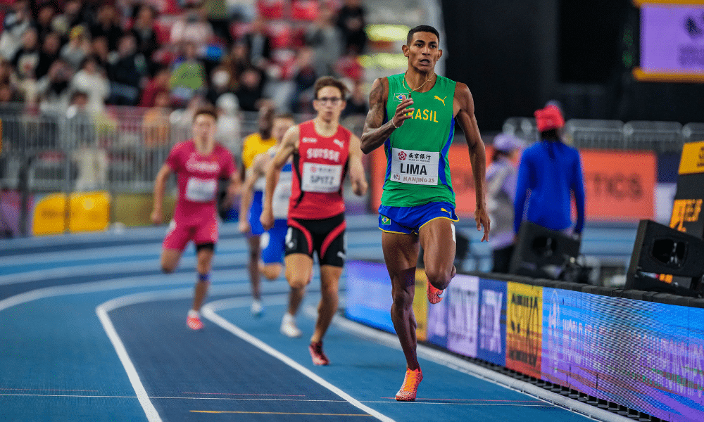Matheus Lima nos 400m rasos no Mundial Indoor de atletismo na China