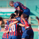 Jogadoras do Bahia comemorando gol no Brasileirão feminino