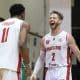 Brunão e Crescenzi comemoram a vitória do Paulistano sobre Bauru na abertura dos playoffs do NBB