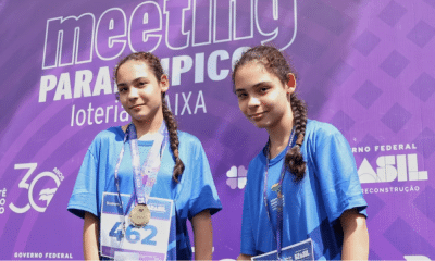 As irmãs Ana Luiza (à esq.) e Ana Júlia Macário Rosa, que participaram de provas de atletismo no Meeting Paralímpico Loterias Caixa de Florianópolis