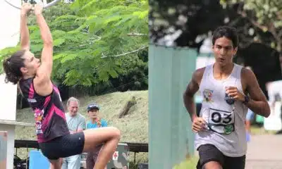 Na imagem, Alice Peroni na corrida de obstáculos e João Vitor Acioly na Laser Run.
