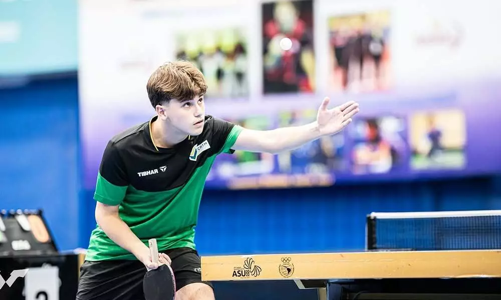 Luca Bueno, Hamilton Yamane e Lucas Romanski, WTT Youth Contender Metz sub-17 de tênis de mesa