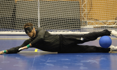 Jogador da seleção brasileira de goalball na Copa das Nações