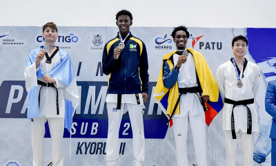 Henrique Marques no pódio em prova no México. Ele vai competir em Assunção-2025 no taekwondo