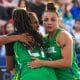 Na imagem, o time do Brasil comemorando a vitória para a classificação à Copa do Mundo de basquete 3x3.