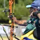 Hélcio Perillo na semifinal de etapa da Copa Europeia de tiro com arco paraolímpico
