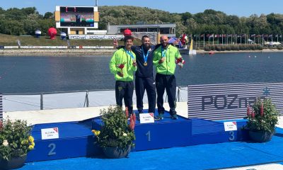 Na imagem, Gabriel Porto e Miqueias Rodrigues, dois dos atletas que garantiram medalha para o Brasil, no pódio.