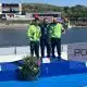 Na imagem, Gabriel Porto e Miqueias Rodrigues, dois dos atletas que garantiram medalha para o Brasil, no pódio.