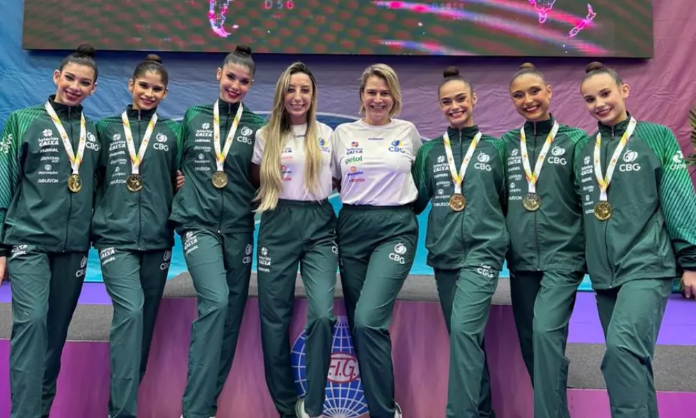 conjunto do Brasil na copa do mundo de ginástica rítmica em portimão