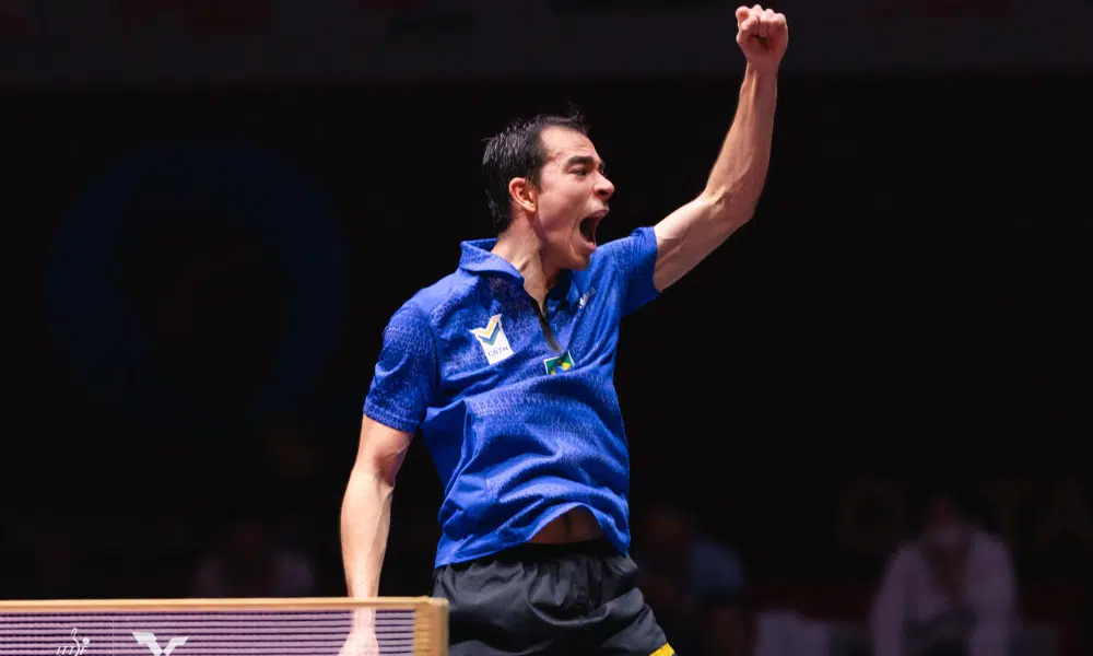 Hugo Calderano no Mundial de tênis de mesa
