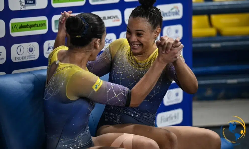 Gabriela Cordeiro e Eduarda Vicente comemoram ouro no Pan-Americano de ginástica de trampolim